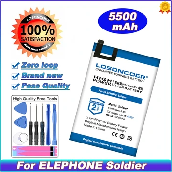 LOSONCOER 5500mAh Bateria Para ELEPHONE Soldado da Bateria do Telefone 4GB 128GB IP68 Impermeável 5.5