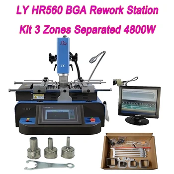 LY HR560 Estação de Retrabalho BGA Kit de 3 Zonas Separadas 4800W Com Ar Quente, Ventilador de 650W de Ferro 60W 220V
