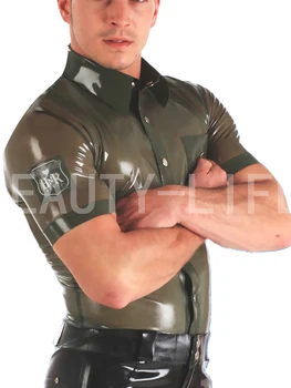 Látex-Shirt para homens com fetiche de Top Coat bodysuit Jaqueta sexy Polos artesanais blusa plus size de personalização