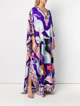 Manto Maxi Vestidos para Mulheres 2023 Primavera-Verão da Nova Solto Moda Casual Chique Elegante V-pescoço Longo da Saia Kaftan de Férias Roupas
