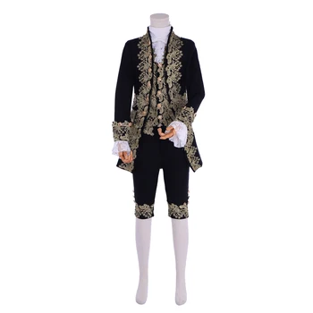 Medieval Vitoriana Rei Traje Príncipe dos Homens Jaqueta Colete calças conjunto de Blazer Terno Teatro de Palco Jabot Empate Roupa