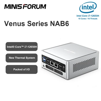 MINISFORUM NAB6 Mini PC Intel Core i7 12650H Intel 12 Gen Mini PC Windows 11 DDR4 16GB SSD de 512GB WIFI6 Desktop para Jogos de Computador