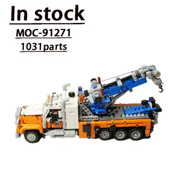MOC-91271 Meia Escala de serviço Pesado Caminhão de Reboque Montado Modelo de Bloco de Construção • 1031 Peças de Aniversário de Brinquedo Presente para Crianças e Adultos
