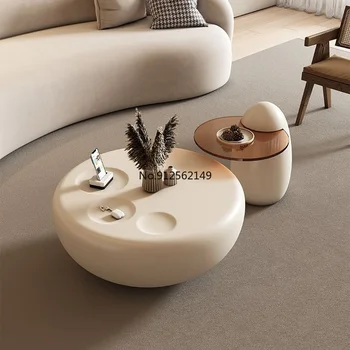 Moderno e minimalista bonito creme branco de estilo líquido vermelho criativo gato garra rodada sala de estar, casa, apartamento pequeno mesas de café muebles