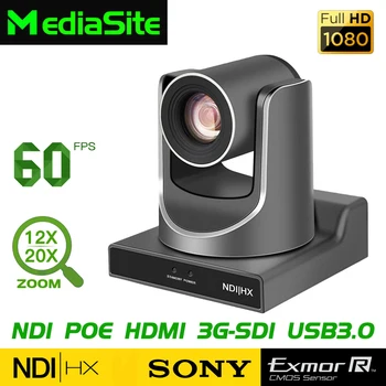 NDI HX Câmera Zoom de 20x 60Fps PTZ Transmissão Câmara SDI HDMI USB3.0 Câmera de Estúdio Igreja de Vídeo Conferência de transmissão ao Vivo SONY-CMOS