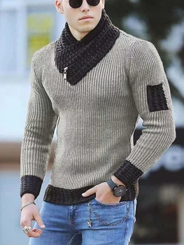 O Coreano Moda Outono Homens Casual Estilo Vintage Camisola De Lã De Gola Alta Oversize 2023 Inverno Homens De Algodão Quente 
