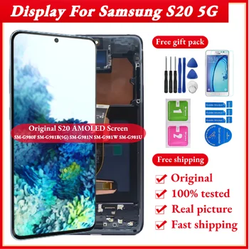 Original G980F/DS LCD Para Samsung Galaxy S20 Apresentar Com Quadro de G981B G981U G981W Tela de Toque De 6,2