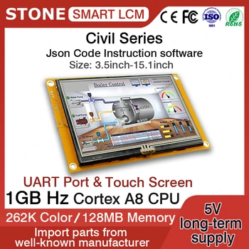 PEDRA de 10,1 Polegadas Smart Industrial da Tela de Toque do Módulo Gráfico TFT LCD Display HMI 128MB de Memória com Retroiluminação LED e Porta UART