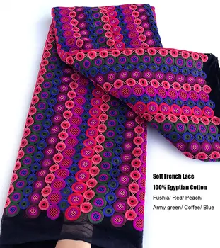 Pesado, Macio e renda francesa Super elegante bordado Africana tecido tule de 5 jardas de luxo casual, ocasional tradicional desgaste