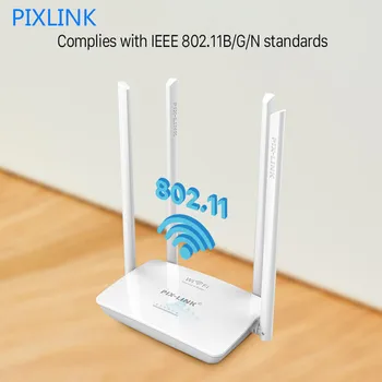 PIXLINK Roteador Wifi 300Mbps Wireless Roteador wi-Fi Repeater Com 4 Antenas de Alto Ganho Roteador Wi-Fi Reforço de Sinal Repetidor Ampliar