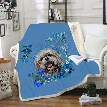 Plstar Cosmos cão de Estimação flor cachorro personagem engraçado Cobertor de impressão 3D Sherpa um Cobertor na Cama Têxteis para o Lar Sonho de estilo-11