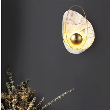 Pérola da Lâmpada de Parede LED de Luxo com Imitação de mármore lâmpada Sala de estar Decoração de Casa de Luz Resina Hotel de Cabeceira Corredor Corredor loft da lâmpada