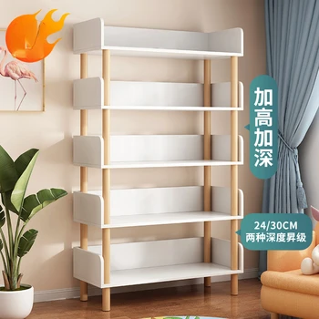 Simples bookshelf piso em carpete partição de armazenamento rack home sala em madeira maciça perna leitura da cremalheira do armazenamento de exibição de prateleira de armazenamento