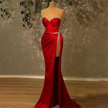 Spaghetti Strap Especial Ocasião Vestidos de Vermelho Encantador Longos Vestidos de Noite Querida Decote Vestido de Festa de Casamento vestes du soir