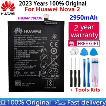 Substituição de Bateria Para Huawei Nova 2 CAZ-TL00 CAZ-AL10 Nova2 HB366179ECW Genuíno Bateria do Telefone 2950mAh Baterias