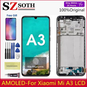 Super AMOLED Para Xiaomi Mi A3 Tela LCD Touch screen Digitalizador Substituição do conjunto Para Xiaomi M1906F9SH M1906F9SI LCD