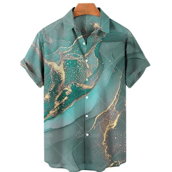 Unisex Camisa 2023 Legal Abstrata de Renderização Tie Dye Impressão 3d Havaiano Camisas Retro dos Homens de Camisa Casual Manga Curta Respirável Superior