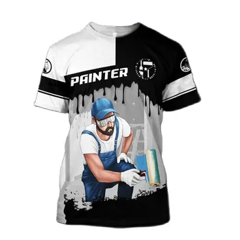Verão de Impressão 3D Vintage dos Homens T-Shirt de Manga Curta Pintor T-shirts da Moda de Rua Tops Oversizd T-Shirt Mens Roupas 2023 Novo