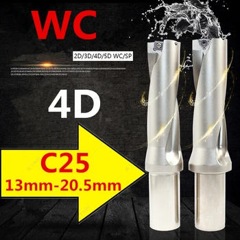 WC SP C25 4D 13 14 15 16 17 18 19 20 mm Broca com pastilhas Intercambiáveis de Bits da Ferramenta U Tipo de Torno Metal Ferramentas de Perfuração para WC Inserir