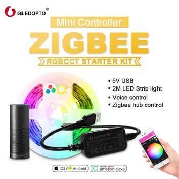 ZIGBEE LED RGBCCT Mini Controlador de Luz de Tira Kit USB 5V Controlador Alexa Voz/Hub APP de Controle de Trabalhar com Tuya Smartthings