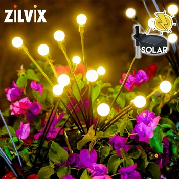 Zilvix Solar Firefly Luzes Ao Ar Livre Impermeável Do Diodo Emissor De Gramado Do Jardim Da Lâmpada Balançar Pelo Vento Solar Paisagem Pátio Decoração