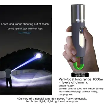 ZK30 Multi-função de Novas Exterior Branco Laser Lanterna Gancho Acampamento Abajur do Lado Forte Luz, a Luz de Lanterna Ferramentas Exteriores