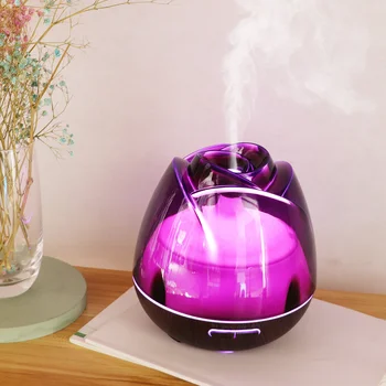 Óleo Essencial de rosa Difusor Casa Elétricos de Ar Aromaterapia Umidificador de 7 Cores LED Lâmpada 400ML ultra-Sônica Névoa fria Maker Fogger